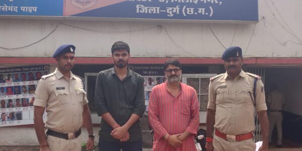 शराब व्यापार  में पैसा लगाने पर अधिक मुनाफा देने का झांसा देकर 4199000 रुपये की ठगी करने वाले पिता पुत्र को भिलाई नगर पुलिस ने किया गिरफ्तार ।
